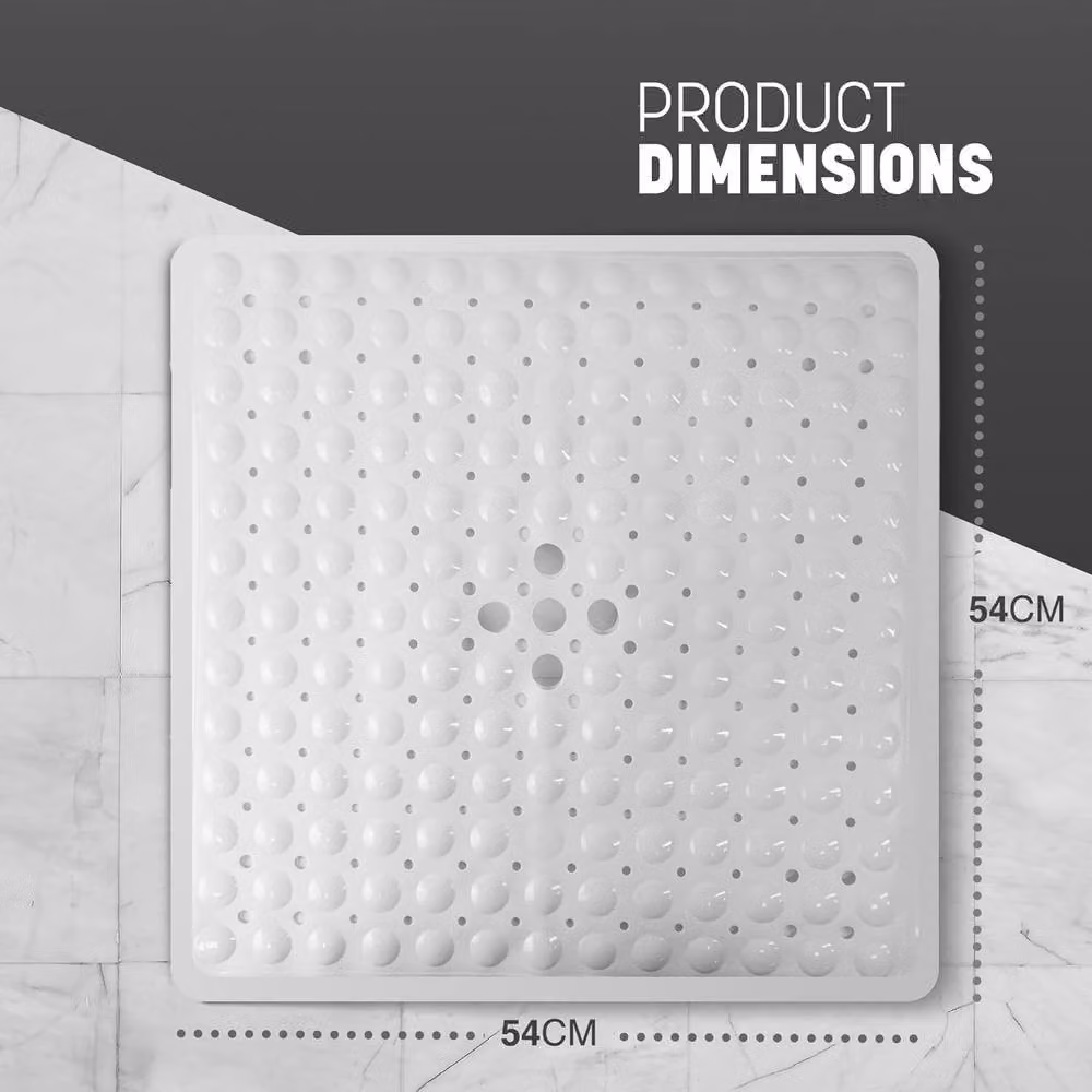 Keplin Non-Slip Antibacterial and Mould-Resistant Shower Mat, White, W/D: 54 x 54 cm – 2