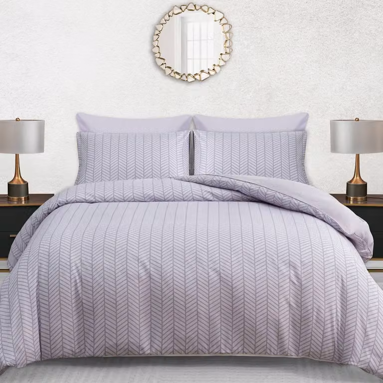 Pamposh Reversible Anti Allergy Microfibre Duvet Cover Set, Grey, W: 140 cm, L: 200 cm