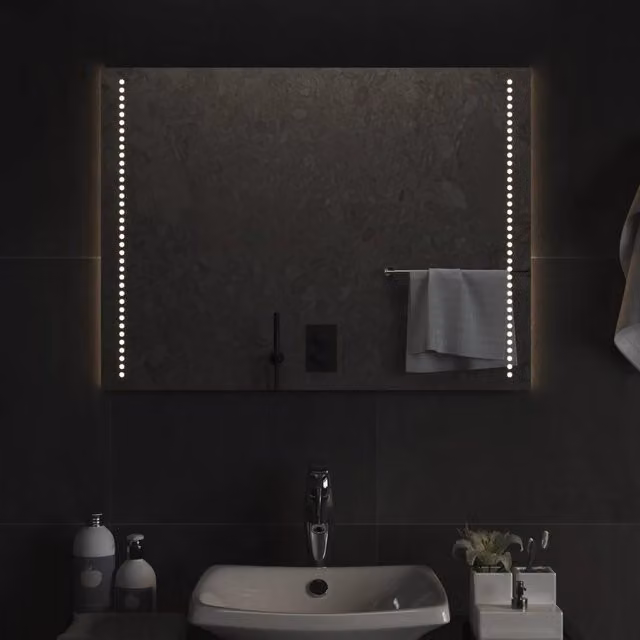 Berkfield Home LED Rectangular Bathroom Wall Mirror in Clear, W: 60 cm, H: 80 cm – 1