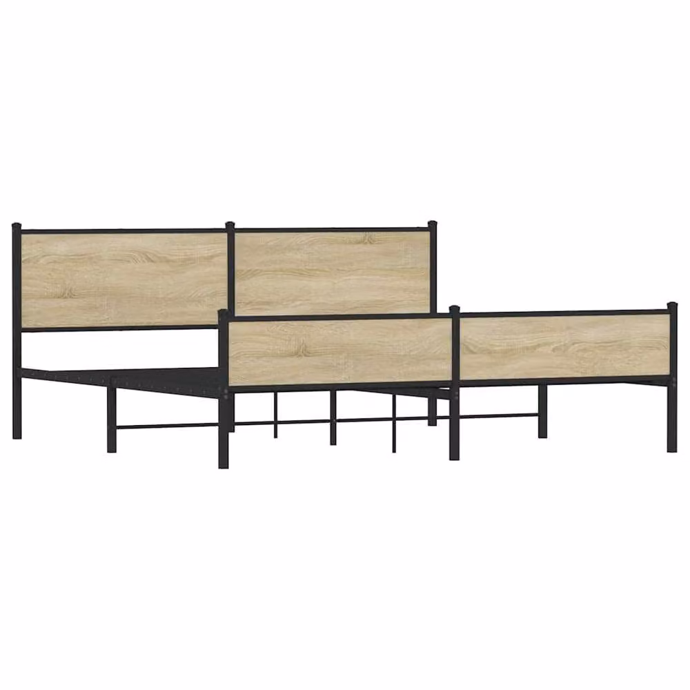 Berkfield Home Metal Bed Frame in Sonoma Oak Brown, W/D/H: 200 x 200 cm – 2