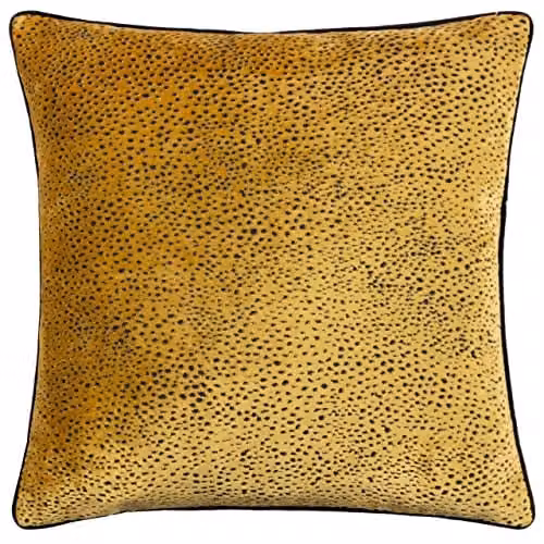Paoletti Estelle Square Velvet Cushion with Removable Cover, Gold and Black