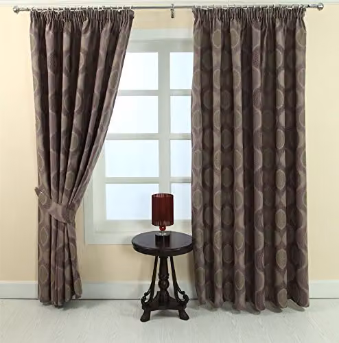 Homescapes Purple Patterned Jacquard Curtain Tie Back Pair – 2