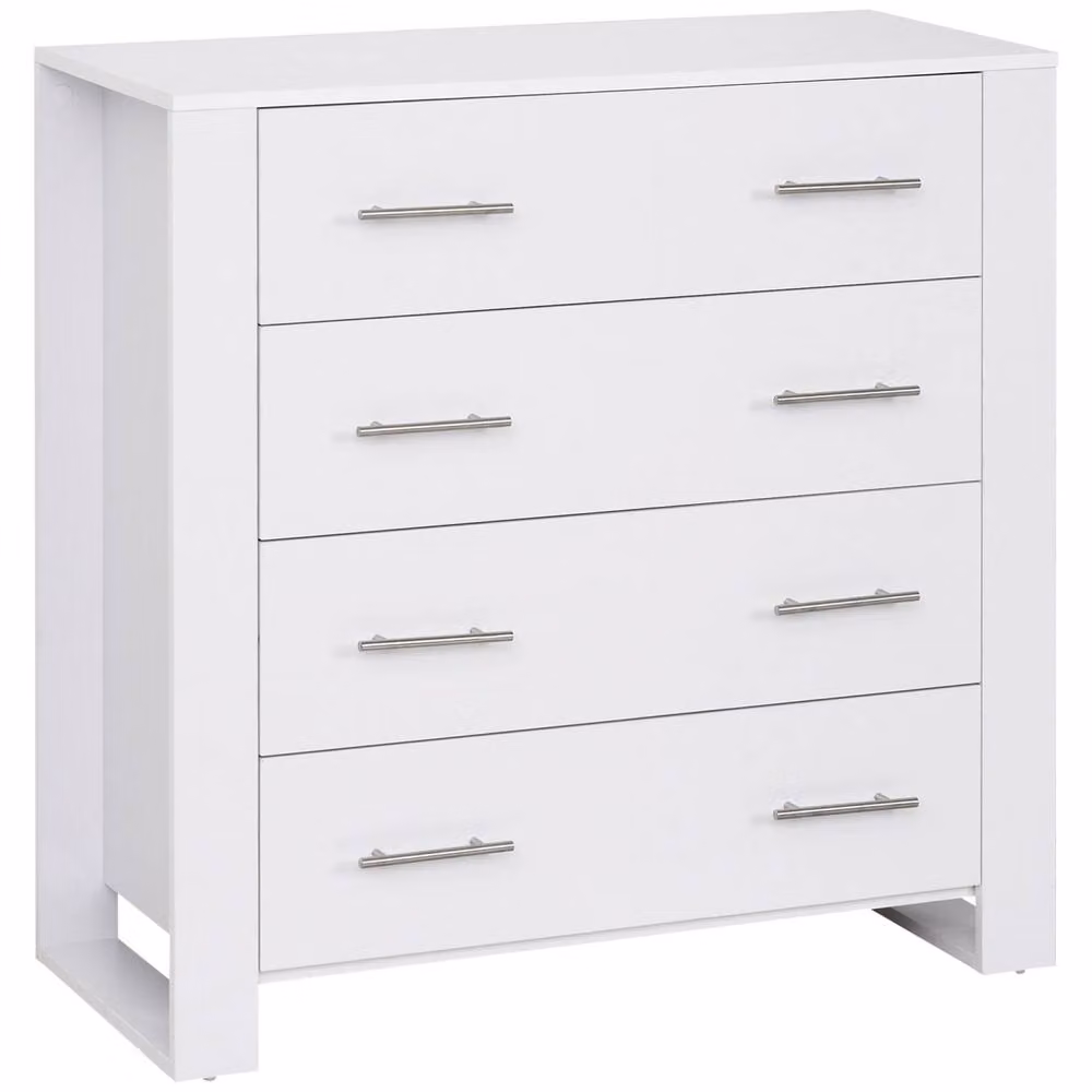 Wyld Haus Moyota 4 Drawer White Chest with Silver Metal Handles W/D/H: 92 x 33.5 x 90 cm – 2