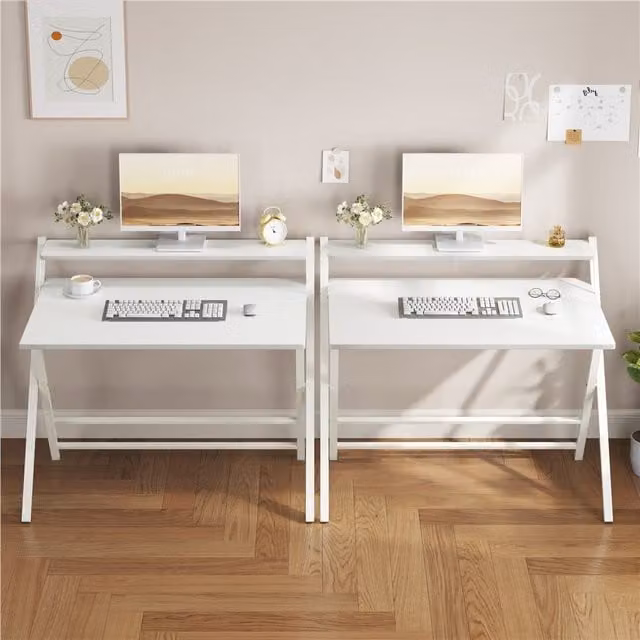 Yaheetech Foldable Computer and Laptop Desk in White