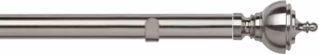 New Edge Blinds Silver Metal Eyelet Curtain Pole Set with Vienna Finials, Length: 370 cm