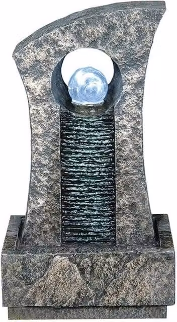 Primrose Ripple Effect Crystal Ball Water Feature with White LED Lights, Grey, Height: 59 cm – 1