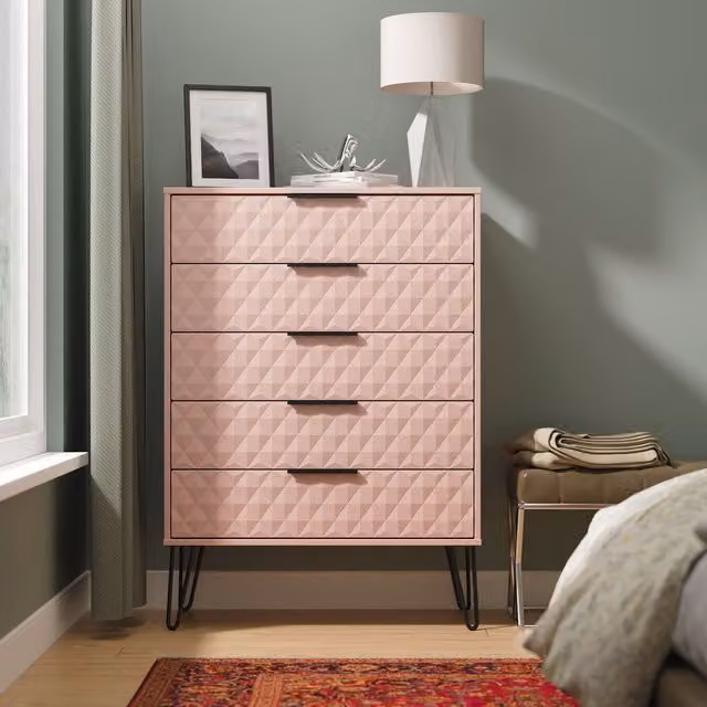 2 U Islay 5 Drawer Chest in Dusty Pink and Black – 1