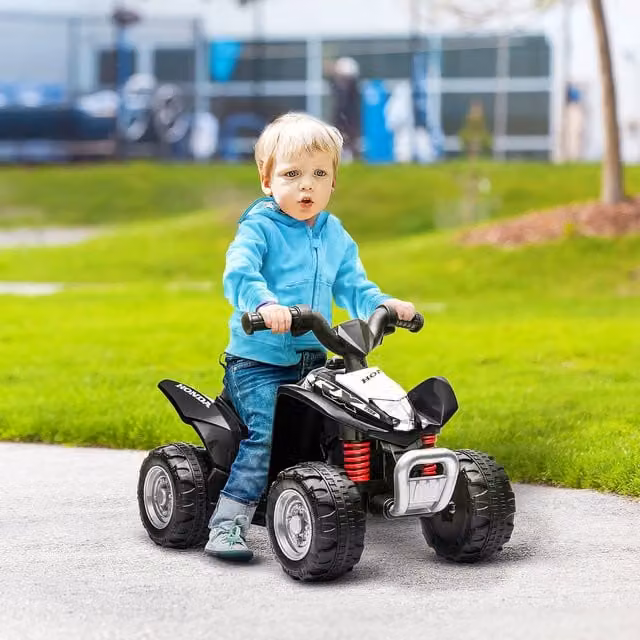 AIYAPLAY Honda Licensed 6V Electric Kids Quad Bike with Light and Sound, Black