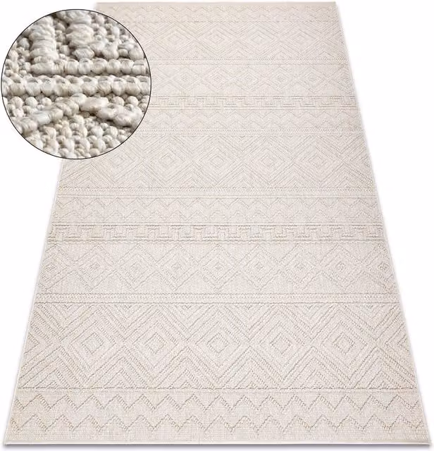 RugsX Origi Geometric Flat Weave Rug in Yellow and Beige, W/D: 140 x 190 cm