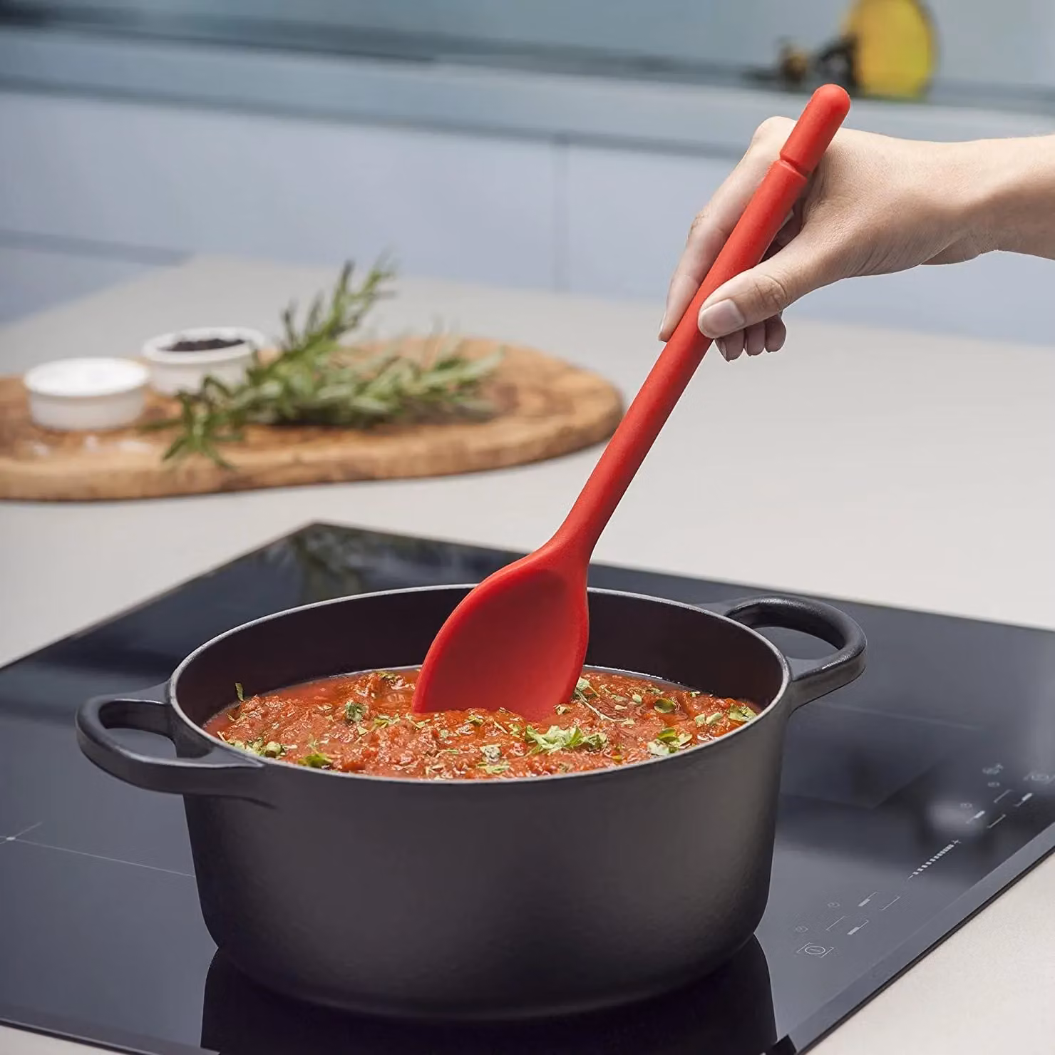 Zeal Red Silicone and Stainless Steel Oval Cook's Spoon, 30 cm – 4