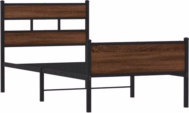 Berkfield Home Elegant Bed Frame in Brown Oak, W/D/H: 90 x 200 x 91.5 cm