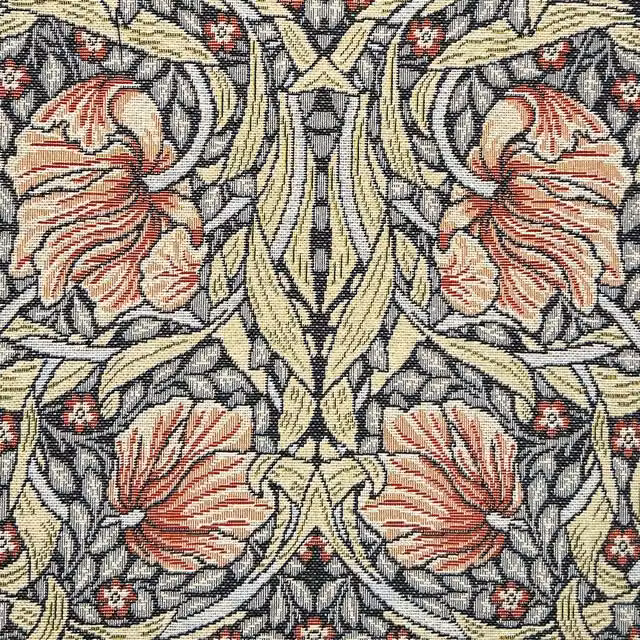 William Morris Pimpernel Tapestry Fabric in Russet, Brown, Orange and Multicolour