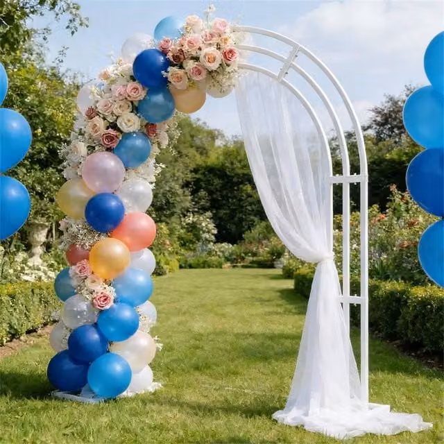 EONLION White Metal Round Balloon Arch Stand Holder for Wedding and Party Displays, Height: 100 cm