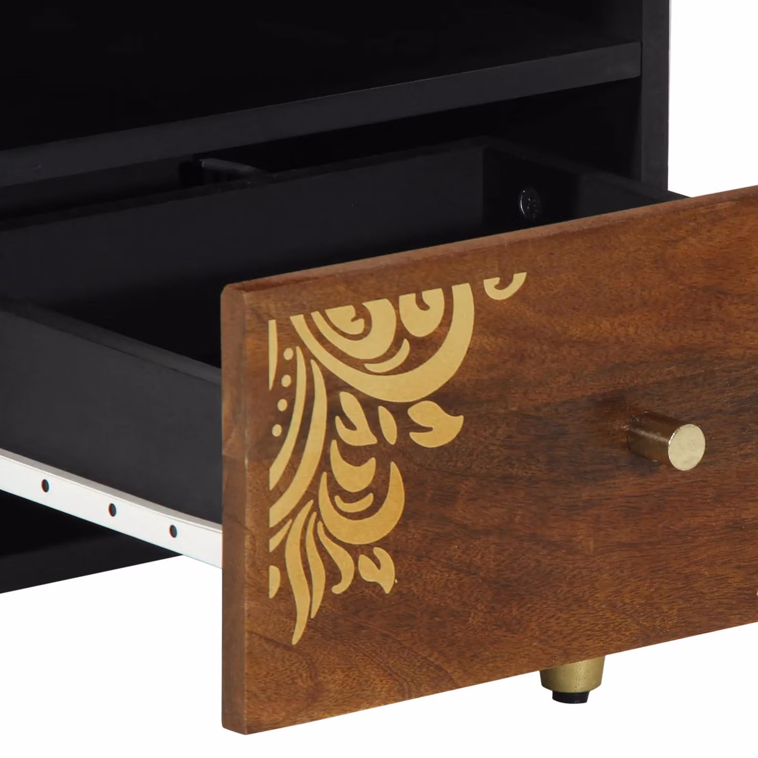 Berkfield Home Set of 2 Solid Mango Wood Bedside Cabinets in Brown, W/D/H: 40 x 33 x 46 cm – 6