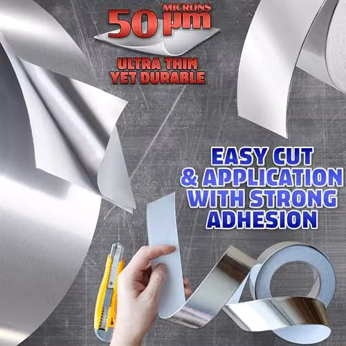 Deco Express Silver Aluminium Foil Insulation Tape, 8 Rolls, Width: 4.5 cm, Length: 50 m per roll – 3