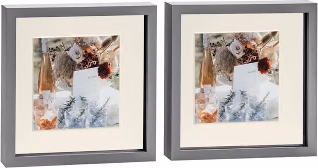 Nicola Spring Single Square 3D Box Photo Frame in Grey and Yellow, Pack of 2, W/D/H: 25.4 x 25.4 x 25.4 cm