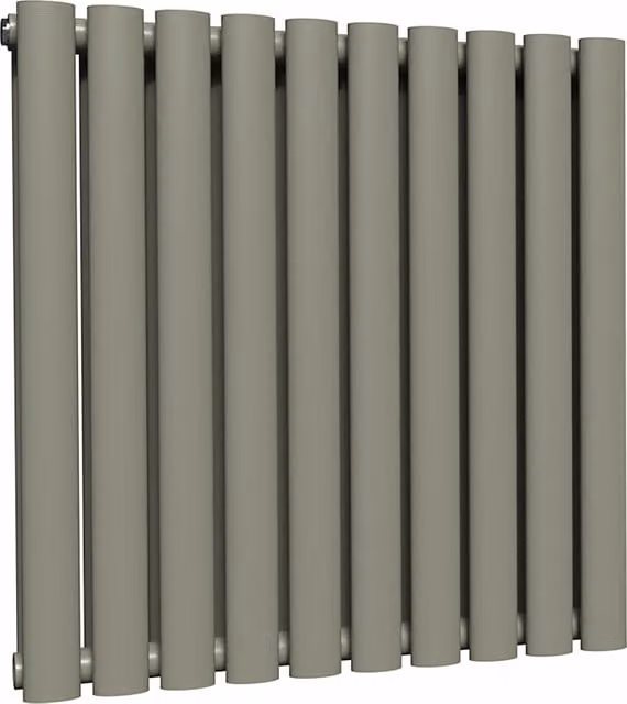 Lux Heat Oval Horizontal Coloured Radiator in Dark Sage, W: 60 cm, H: 54 cm