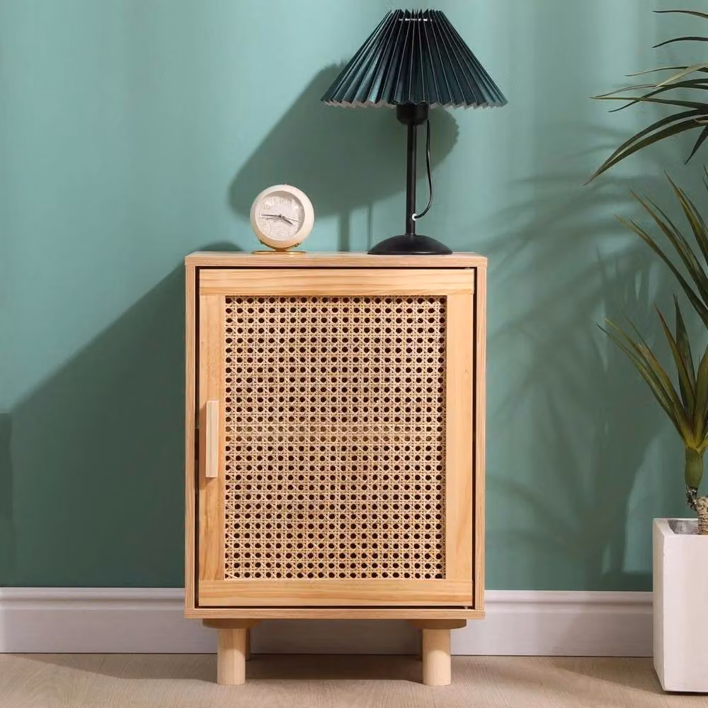 FORGEVIO 1 Drawer Bedside Cabinet in Natural Night with Rattan and Wood Design – 3