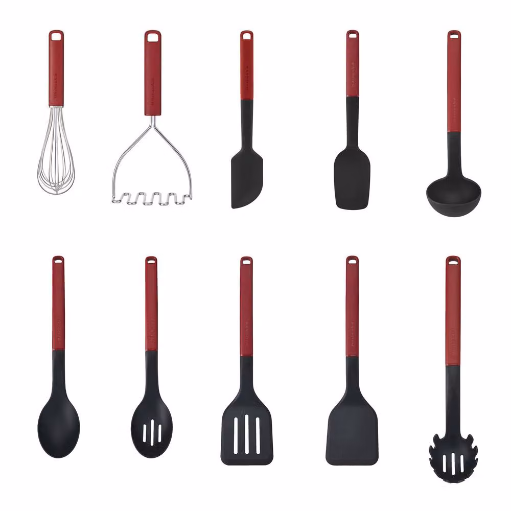 KitchenAid 10-Piece Silicone and Stainless Steel Kitchen Utensil Set in Red – 2