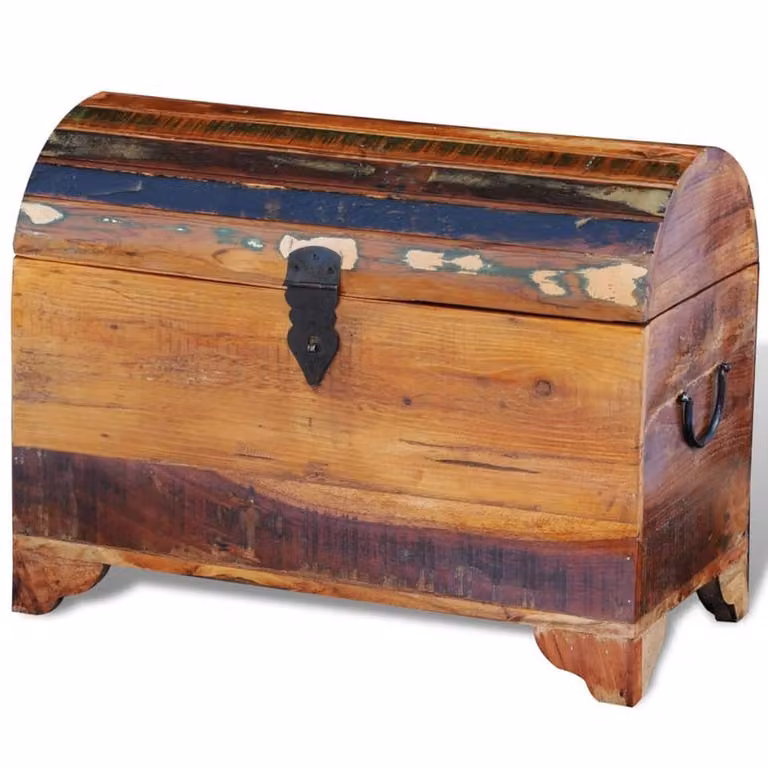 Berkfield Home Reclaimed Solid Wood Storage Chest in Brown Antique Waxed Finish