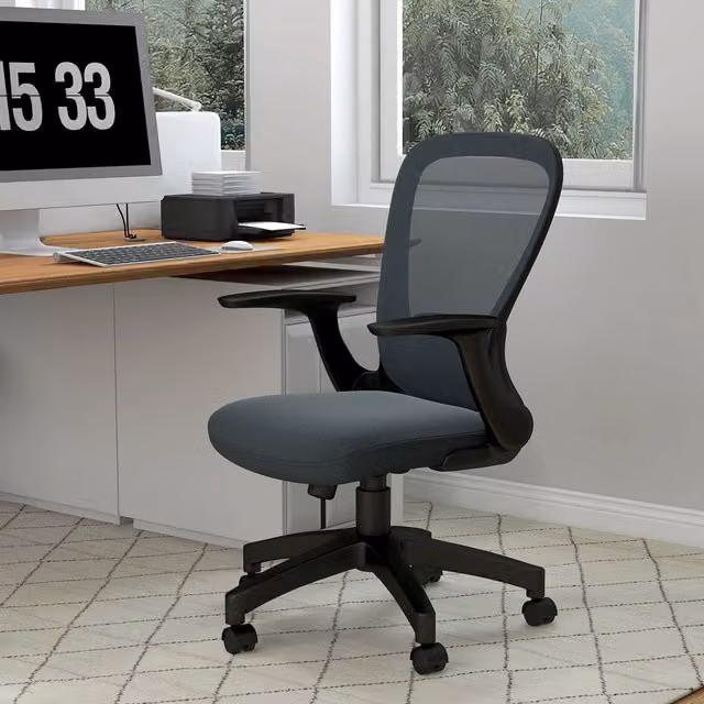 Vinsetto Modern Fabric Mesh Task Chair with Armrests in Grey