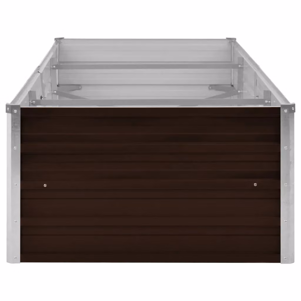 Berkfield Home Garden Brown Galvanised Steel Raised Bed W: 240 cm, D: 80 cm, H: 45 cm – 3