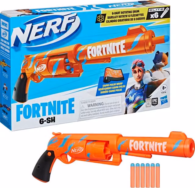 Hasbro Nerf Fortnite 6-Shot Dart Blaster in Orange