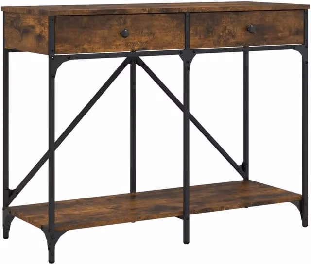 Berkfield Home Smoked Oak Console Table in Brown, W/D/H: 100 x 39 x 78.5 cm