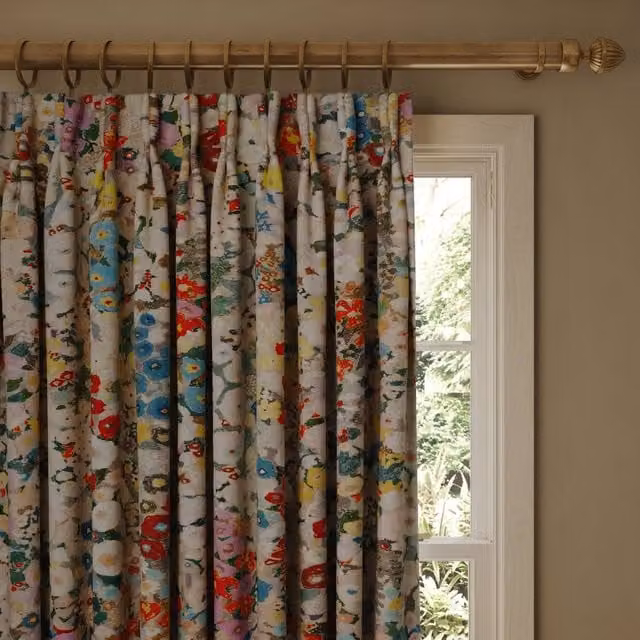 House of Hackney Hollyhocks Velvet Floral Curtain in Multicolour