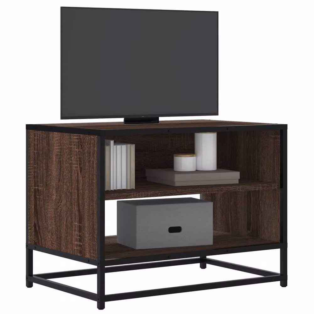 Berkfield Home Brown Oak TV Cabinet in Engineered Wood and Metal, W/D/H: 61 x 40 x 46 cm – 2