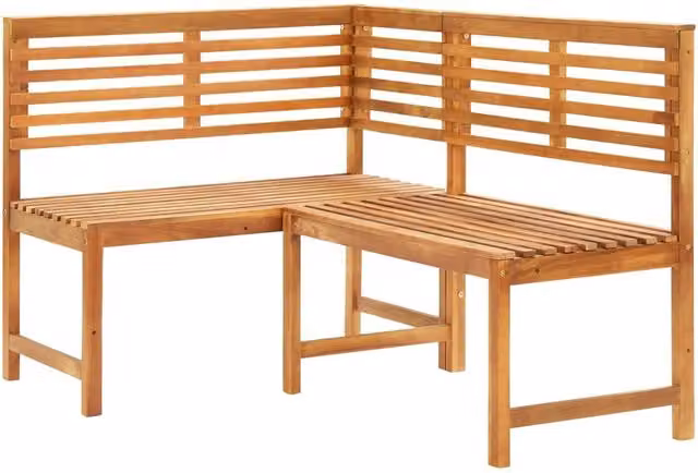 Berkfield Home Garden Corner Bench in Brown Solid Oiled Acacia Wood, 140 cm