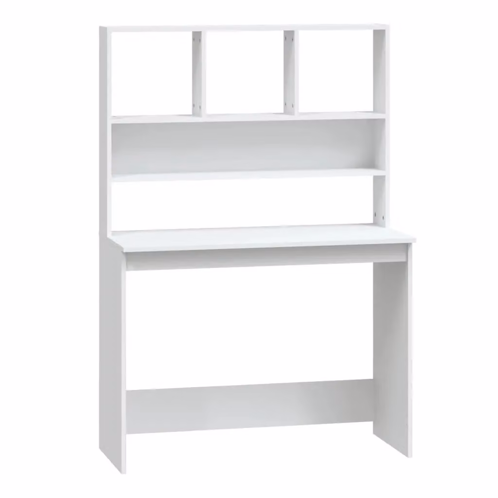 Berkfield Home White Writing Desk with Shelves, W/D/H: 102 x 45 x 148 cm – 2