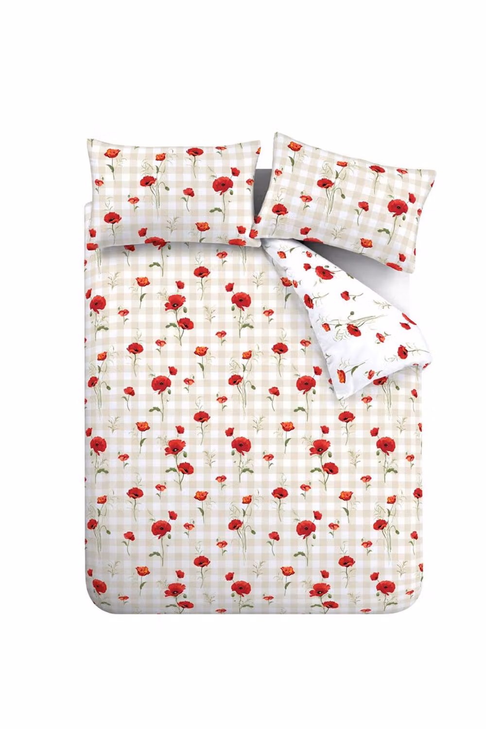 Catherine Lansfield Poppy Floral Reversible Duvet Cover and Pillowcase Set, Red, W/D/H: 200 x 200 cm – 3