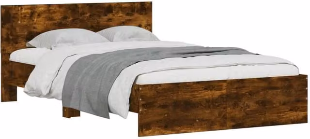 Berkfield Home Durable Bed Frame in Smoked Oak, Brown, W/D/H: 120 x 200 x 70 cm – 1