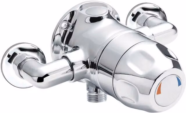 Balterley Modern Exposed Sequential Thermostatic Shower Valve, 1 Outlet, Chrome Silver