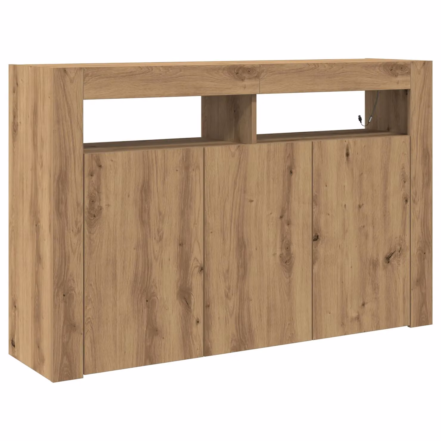 Berkfield Home Artisan Oak Modern Sideboard in Brown with Integrated Lighting, W/D/H: 116 x 30 x 75 cm – 2