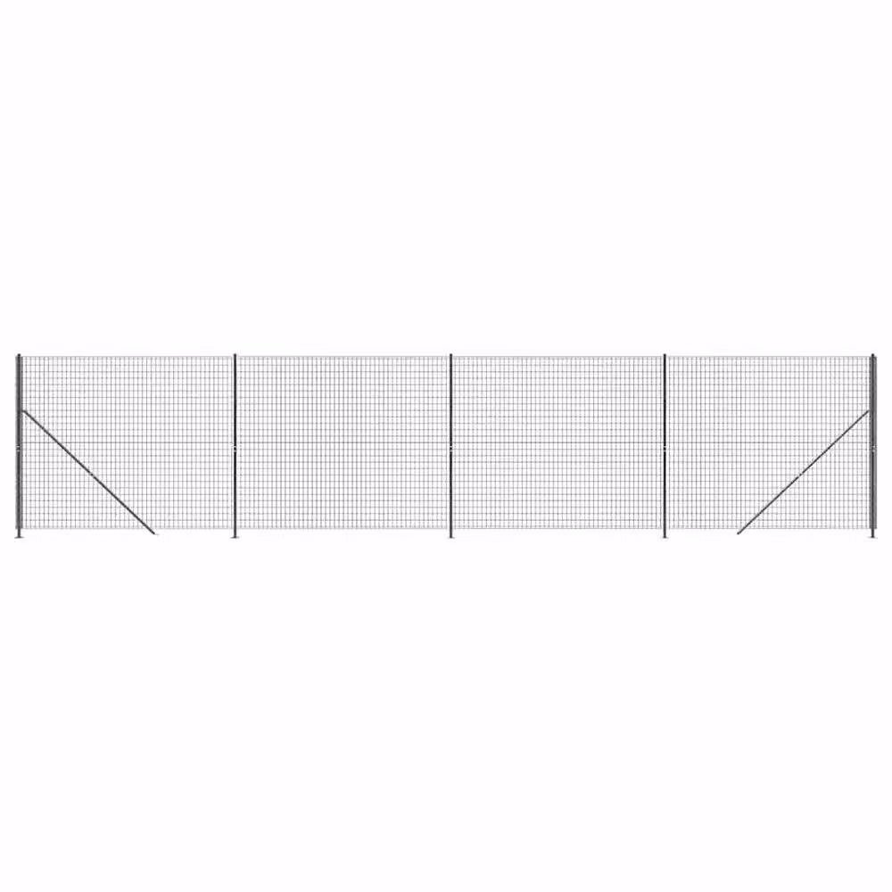 Berkfield Home PVC-Coated Steel Wire Mesh Fence with Flange, Anthracite Grey, H: 220 cm, W: 10 m – 2