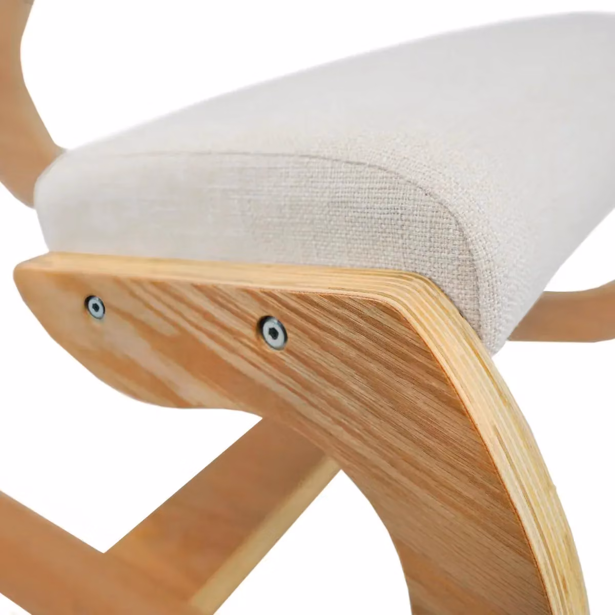 Monstershop Ergonomic Kneeling Chair in Beige with Fabric and Wood Construction – 4