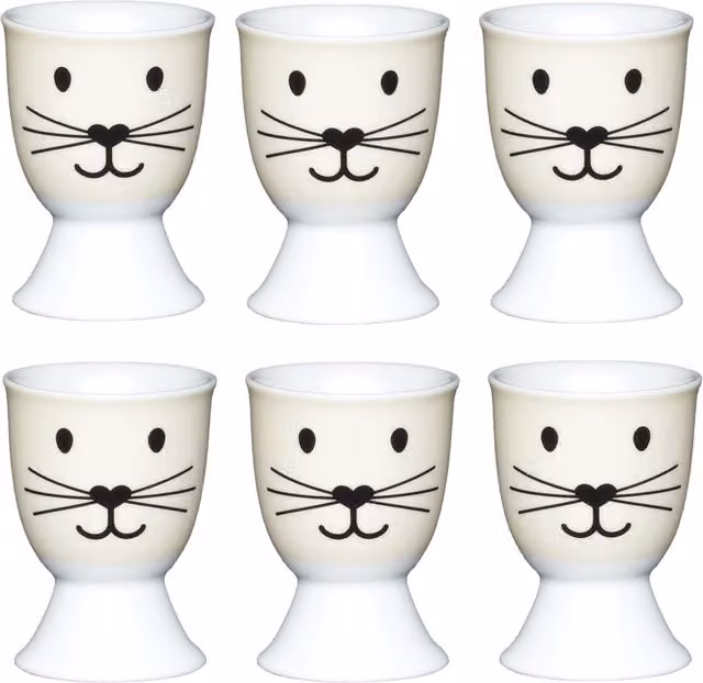 KitchenCraft Porcelain Egg Cups, Set of 6, White
