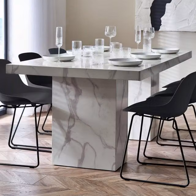 Julian Bowen Rome Modern Rectangular Dining Table in White and Black