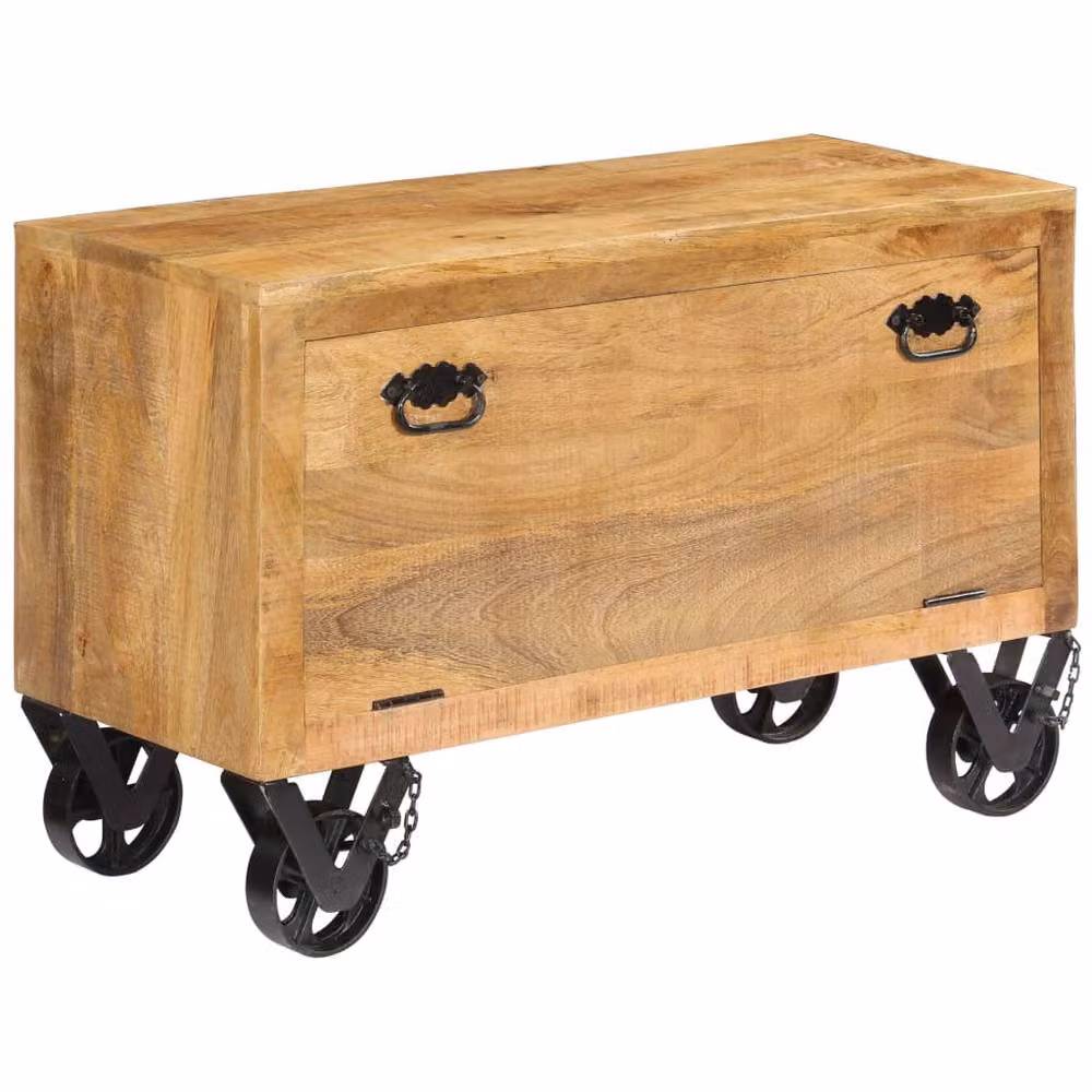 Berkfield Home Industrial Mango Wood Shoe Cabinet in Brown, W/D/H: 86 x 35 x 55 cm – 2