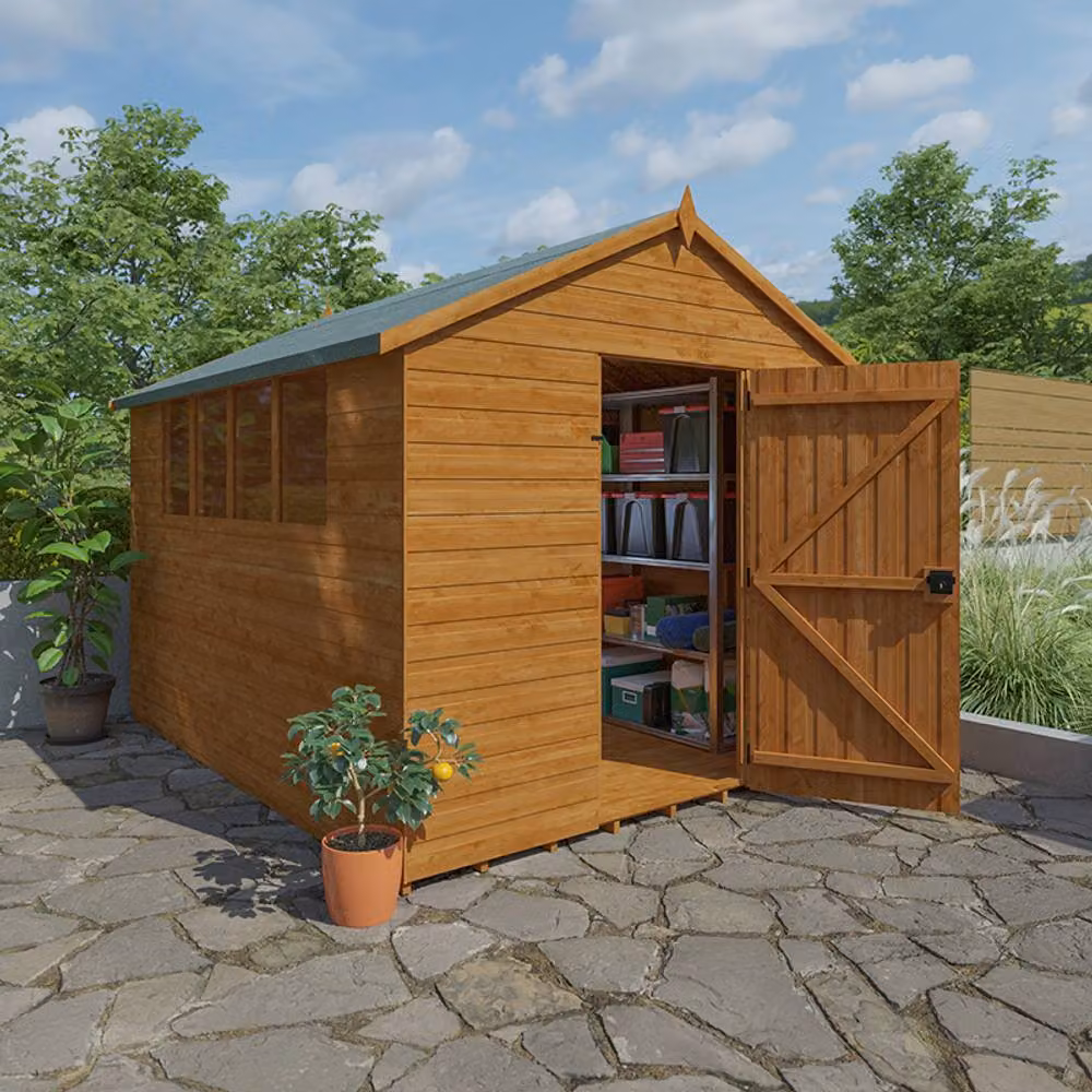 Buttercup Farm Super Apex 12mm Wooden Garden Shed in Burnt Orange – 2