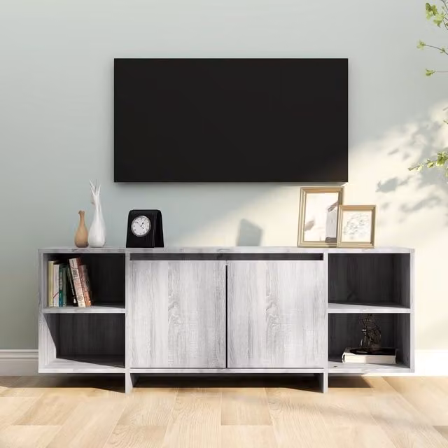 Berkfield Home Grey Sonoma TV Cabinet in Engineered Wood W/D/H: 130 x 35 x 50 cm