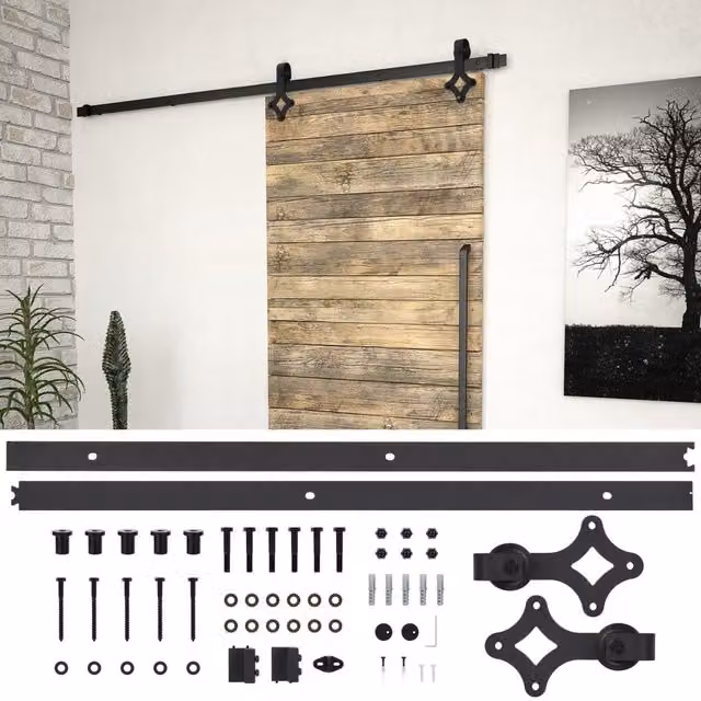 Berkfield Home SKIEN Sliding Door Hardware Kit, Steel, Black, 200 cm – 1