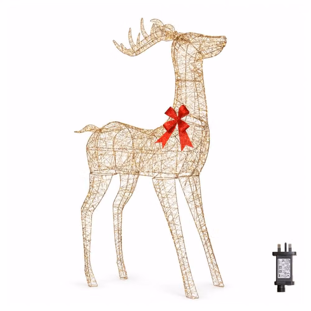 Samuel Alexander 2m Gold Twist Standing Christmas Stag with 1000 Warm White LEDs – 4