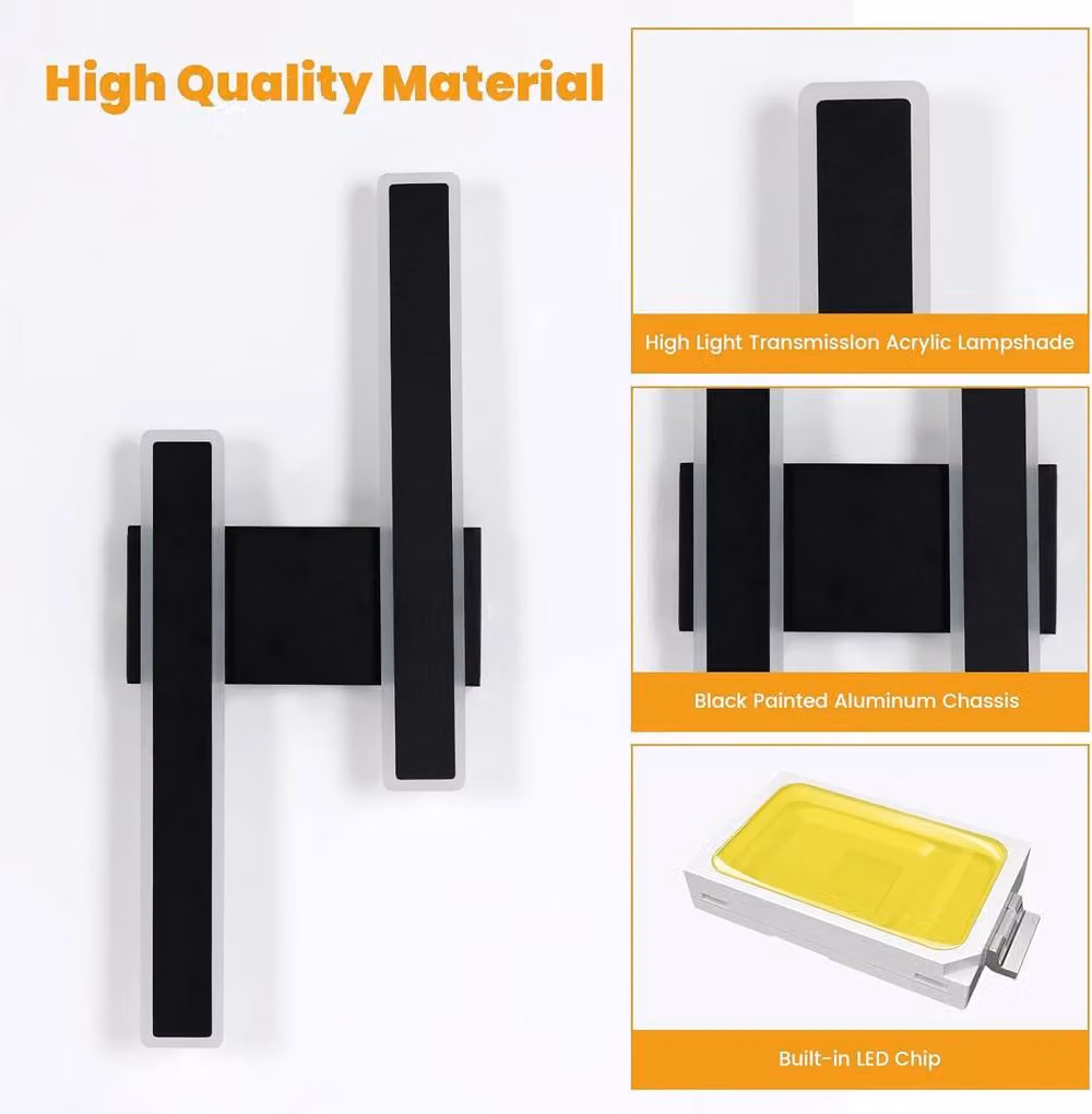 COMELY Modern LED Indoor Wall Light in Black with Acrylic and Aluminium, Warm White, H 46 cm x W 18 cm x D 18 cm – 4