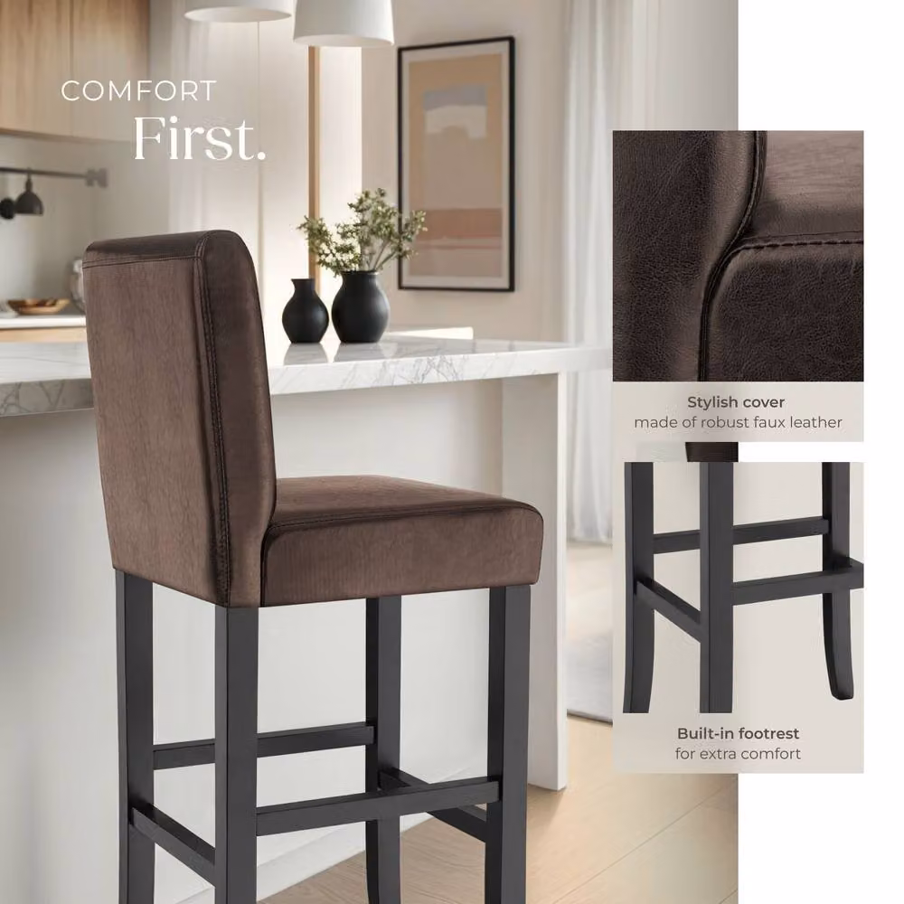 tectake Dover Modern Bar Stool Set of 6 in Brown and Black – 4