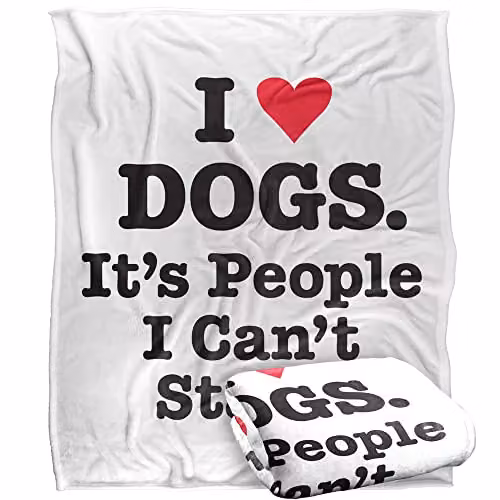 Bcreative Ephemera I Heart Dogs Super Soft Fleece Throw Blanket in White, W/D/H: 152 x 127 cm – 1