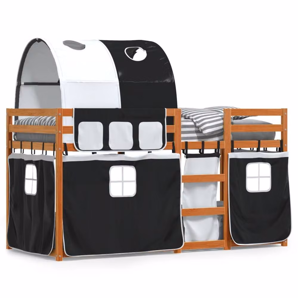 Berkfield Home Solid Wood Pine Bunk Bed in White and Black, W/D/H: 90 x 200 cm – 2