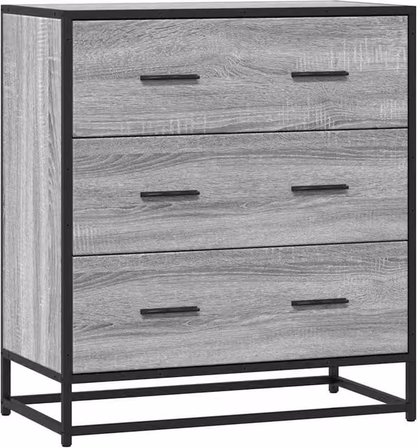 Berkfield Home Grey Sonoma Sideboard in Engineered Wood and Metal, W/D/H: 68 x 35 x 76 cm – 1